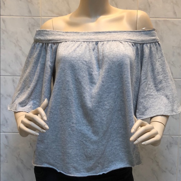 Elodie Tops - Eloidie brand grey cotton off shoulder top
